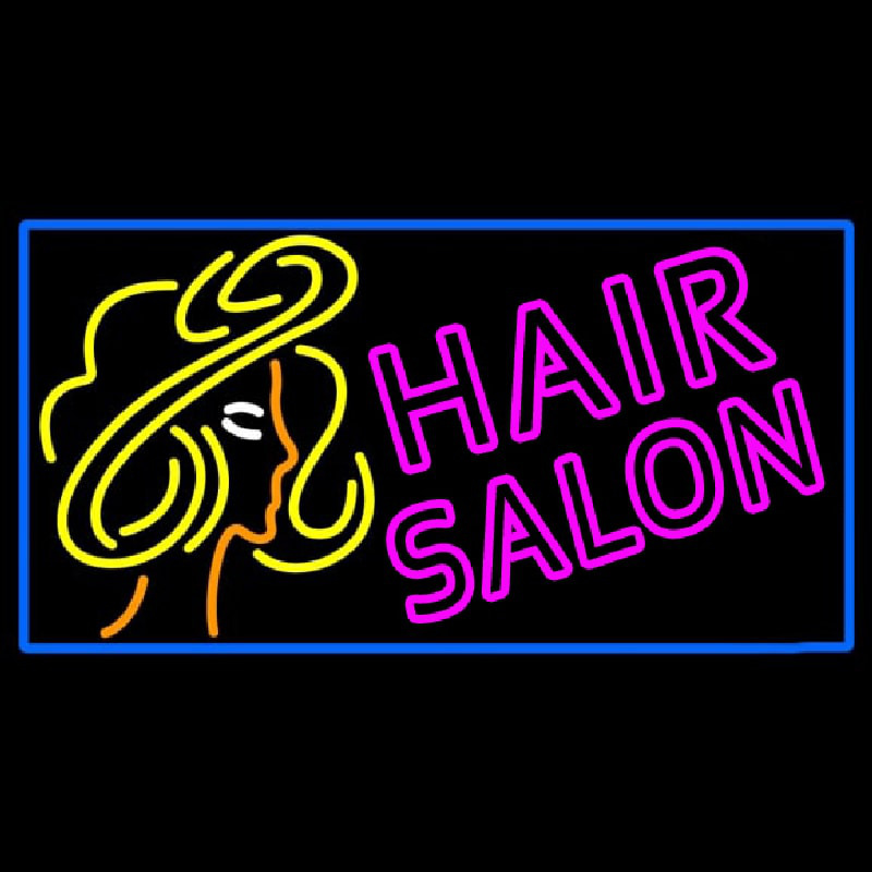 Pink Double Stroke Hair Salon With Girl Logo Neonreclame