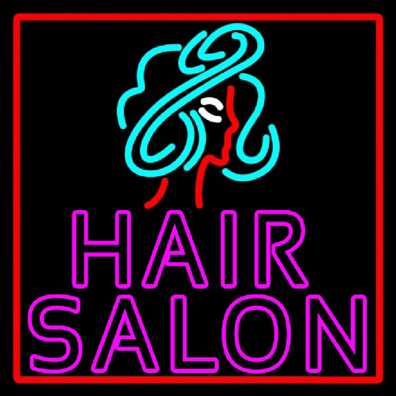 Pink Double Stroke Hair Salon With Girl Logo Neonreclame