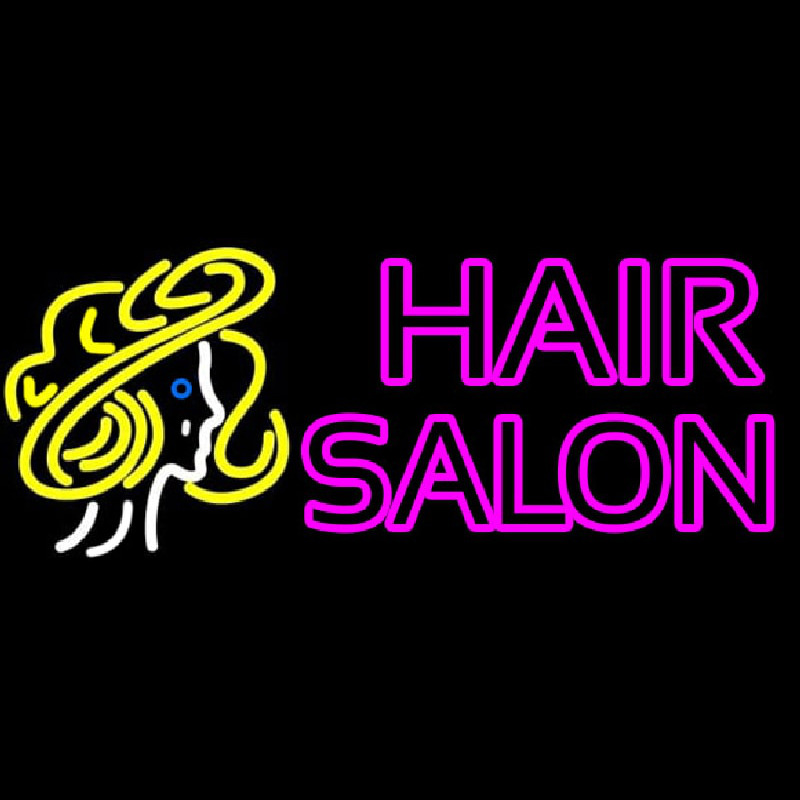 Pink Double Stroke Hair Salon With Girl Logo Neonreclame