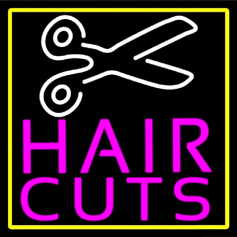 Pink Hair Cut With Scissor Neonreclame