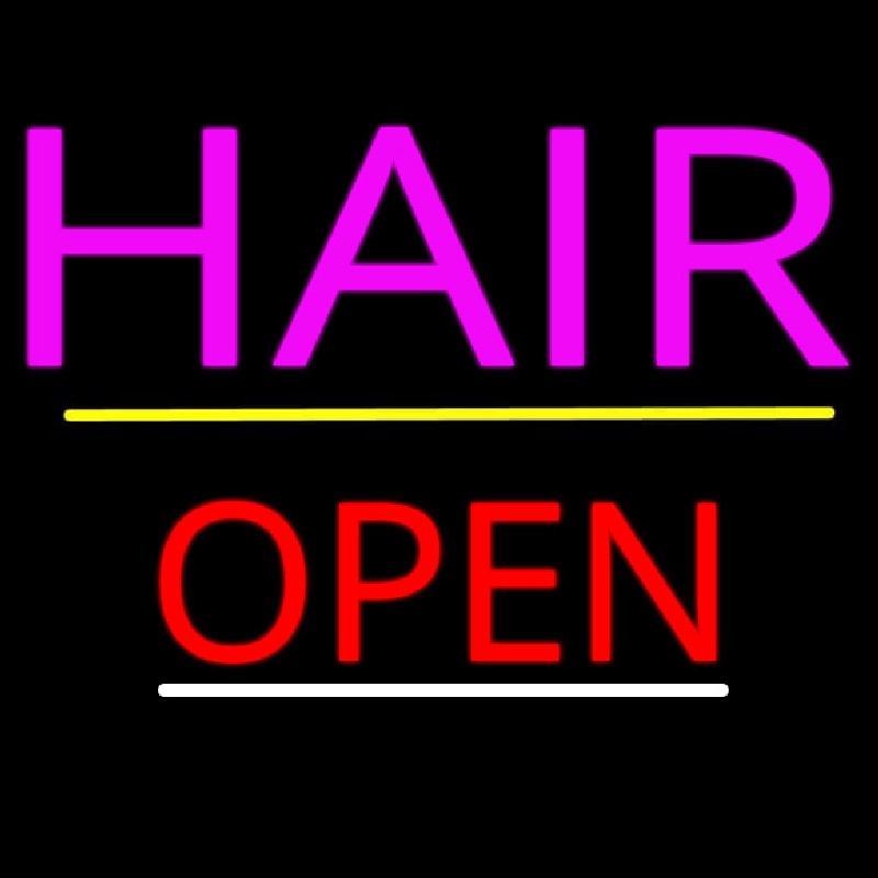 Pink Hair Open Yellow Line Neonreclame