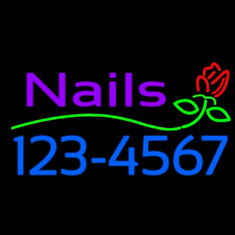 Pink Nails With Phone Number Neonreclame