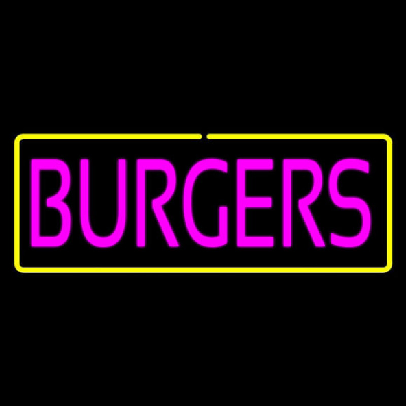 Pinl Burgers With Yellow Border Neonreclame