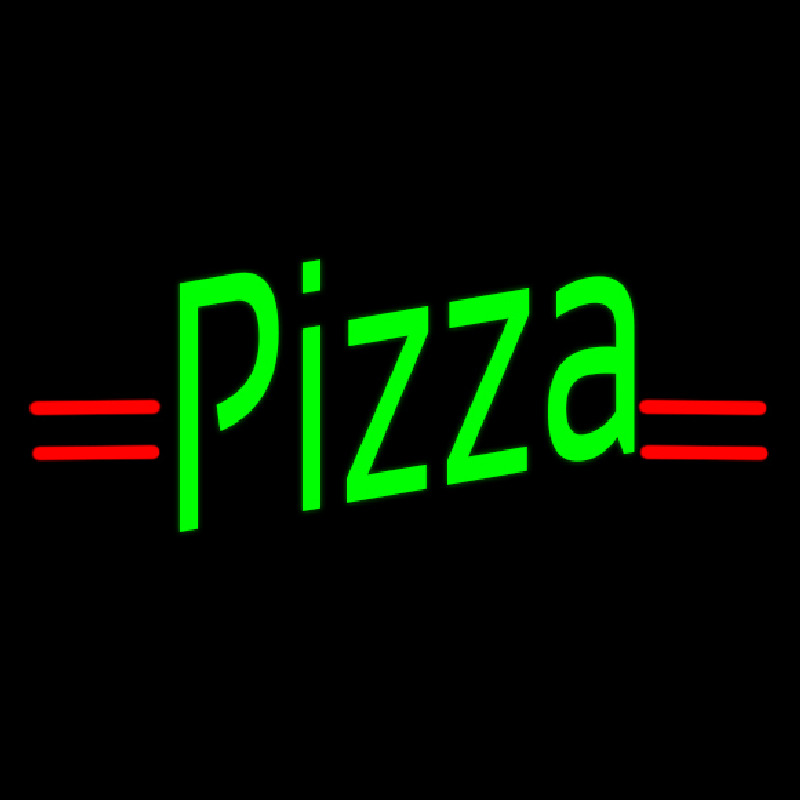 Pizza In Neon Green With Red Lines Neonreclame