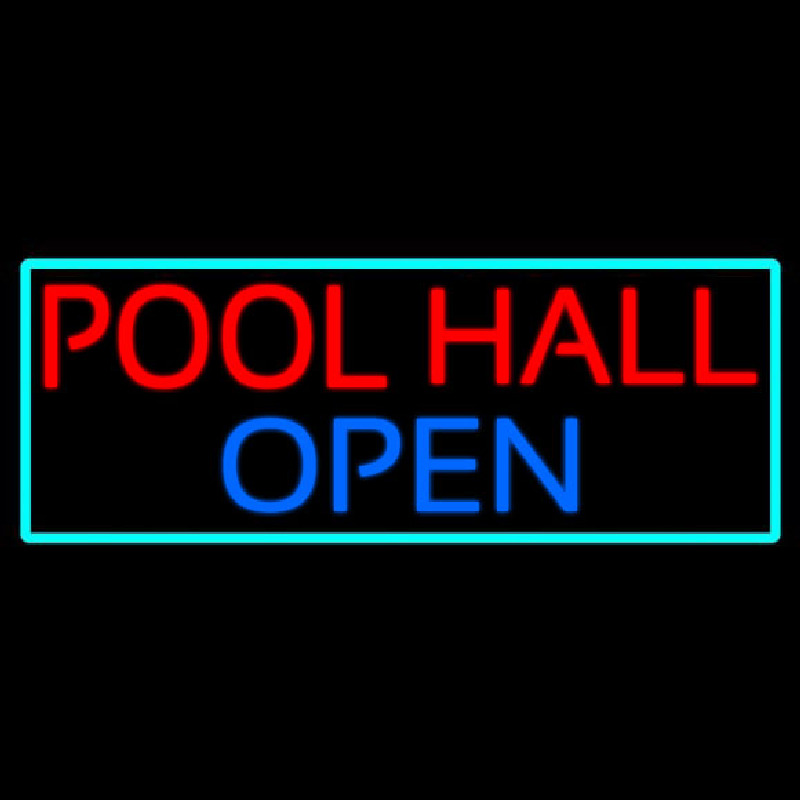 Pool Hall Open With Turquoise Neonreclame