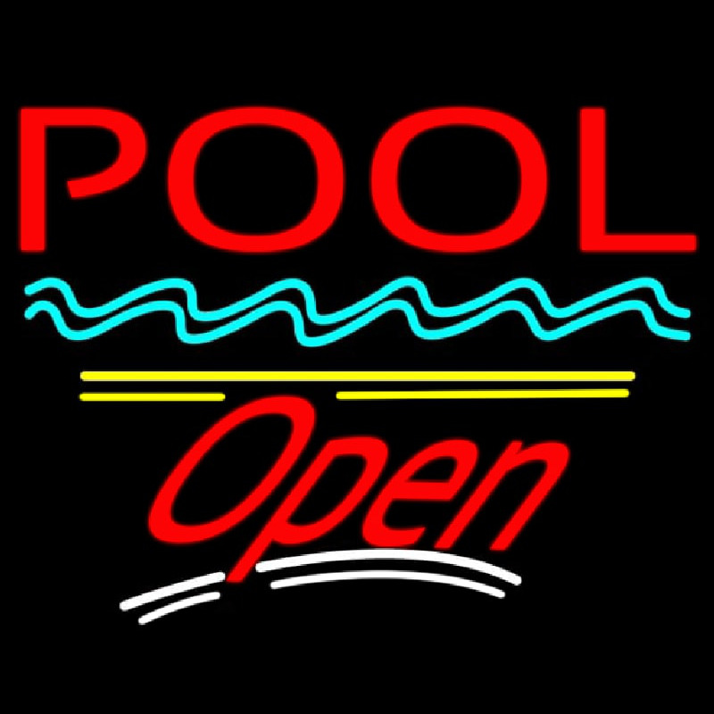 Pool Open Yellow Line Neonreclame