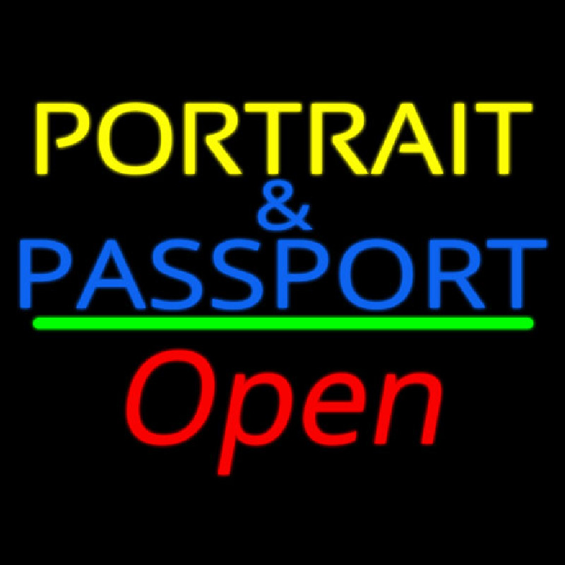 Portrait And Passport With Open 2 Neonreclame