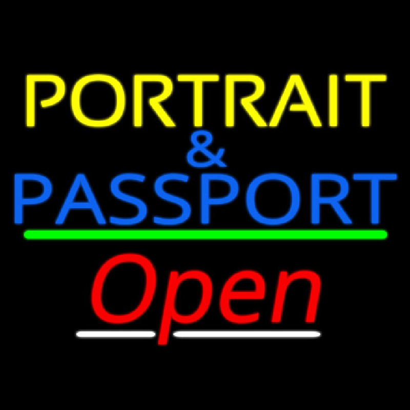 Portrait And Passport With Open 3 Neonreclame