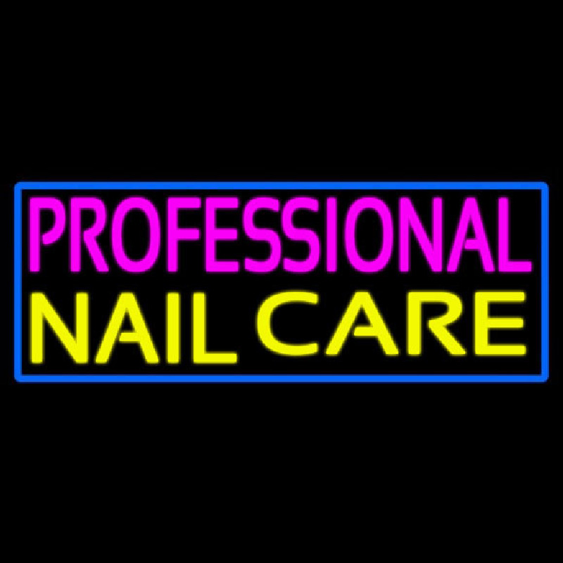 Professional Nail Care With Blue Border Neonreclame