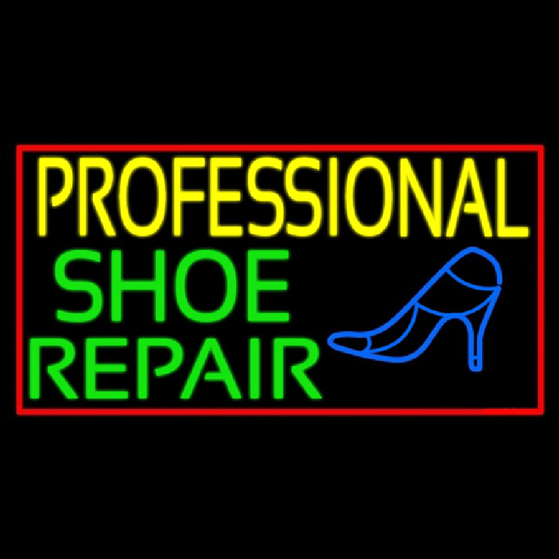 Professional Shoe Repair With Border Neonreclame