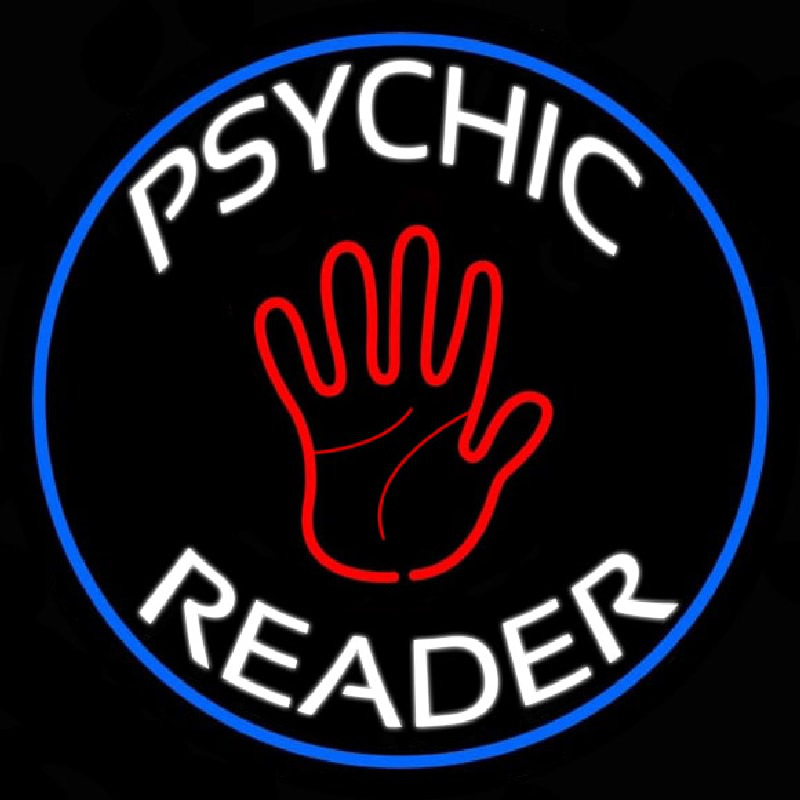 Psychic Reader With Palm Blue Circle Neonreclame