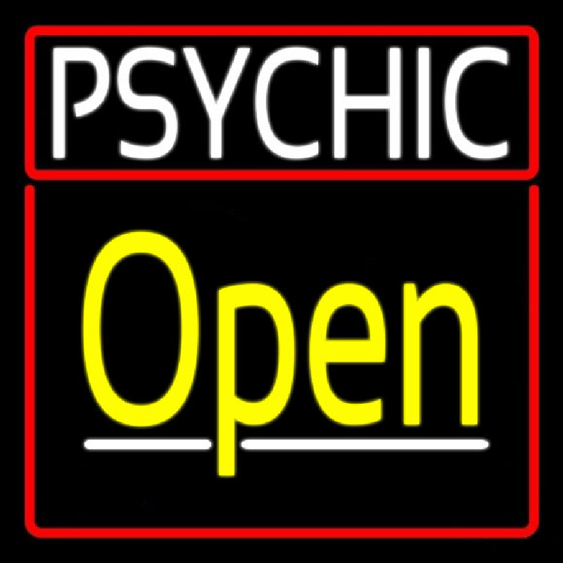 Psychic Red Border Yellow Open Neonreclame