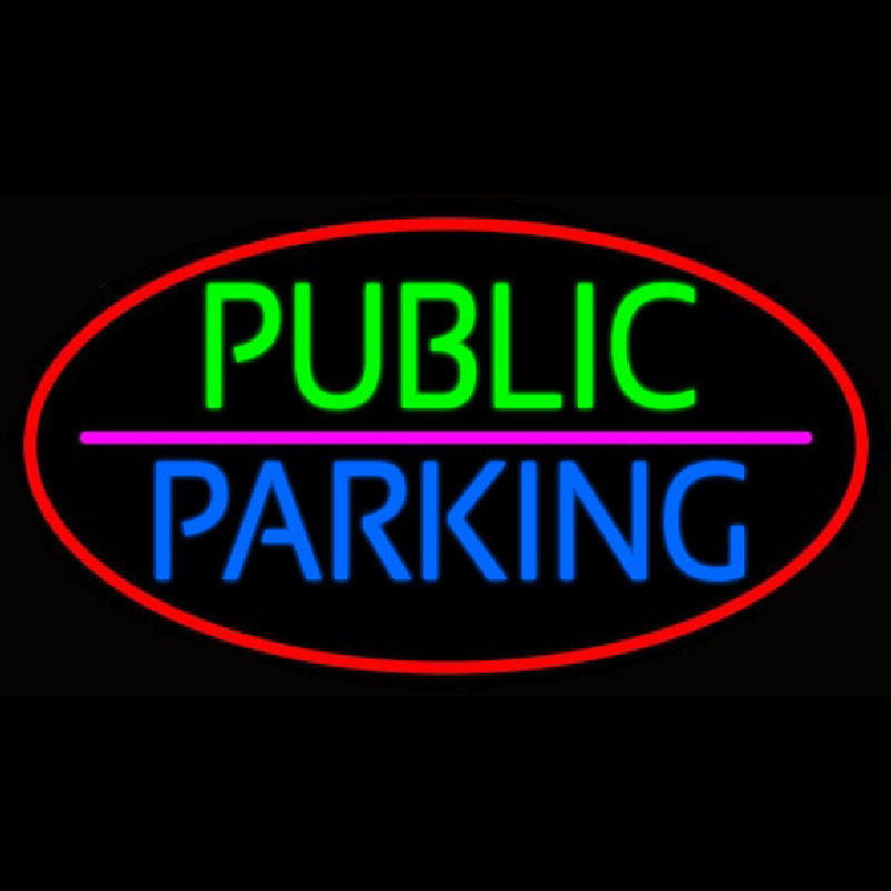 Public Parking Oval With Red Border Neonreclame