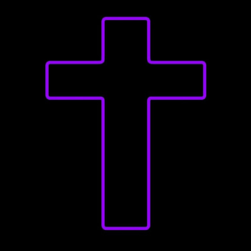 Purple Christian Cross Neonreclame