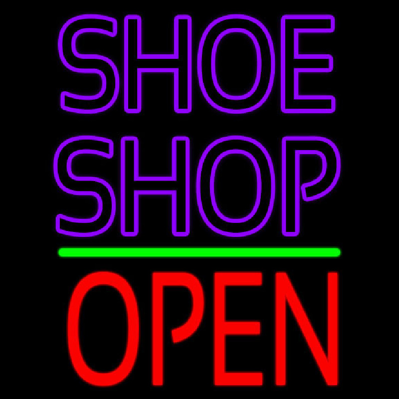 Purple Double Stroke Shoe Shop Open Neonreclame