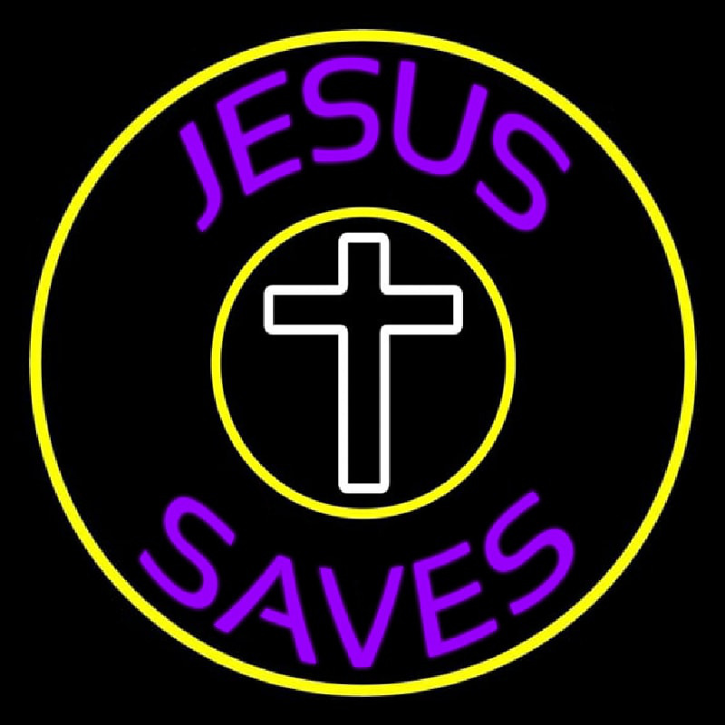 Purple Jesus Saves White Cross Neonreclame