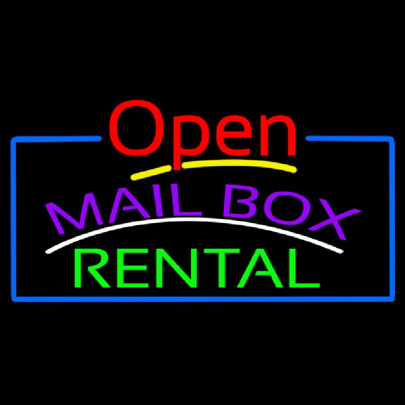 Purple Mailbo  Green Rental Open With Border Neonreclame