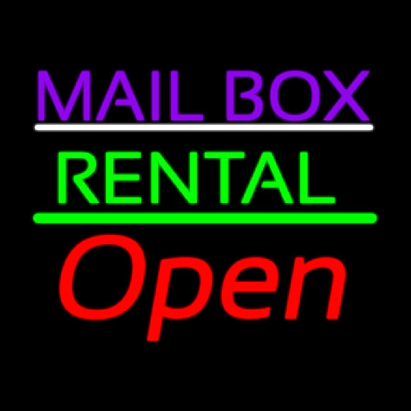 Purple Mailbo  Green Rental With Open Neonreclame