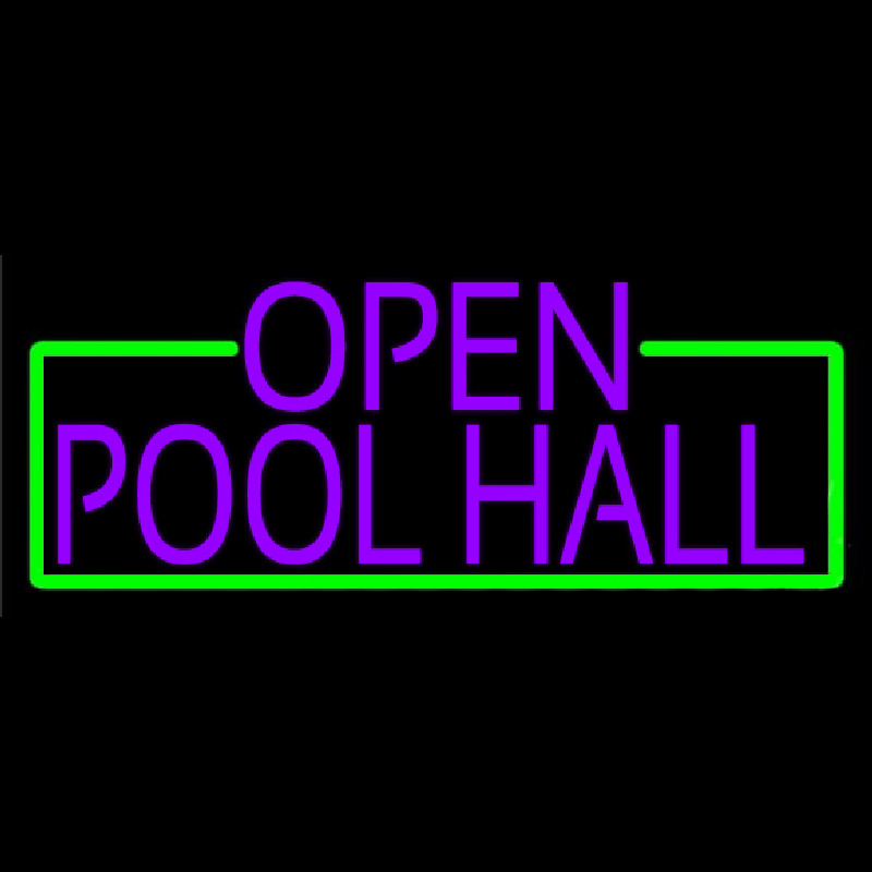 Purple Open Pool Hall With Green Border Neonreclame