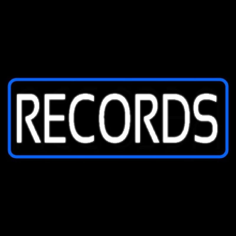 Records Block Blue Border Neonreclame