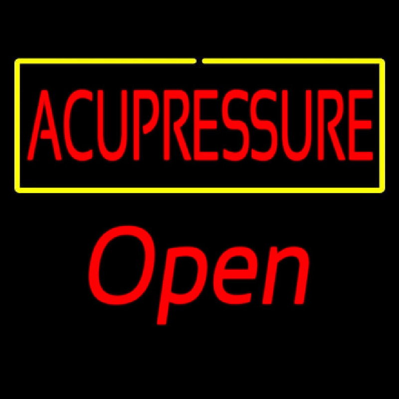 Red Acupressure Yellow Border Open Neonreclame