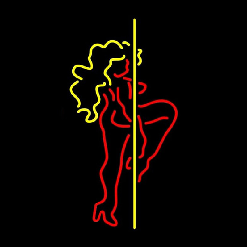 Red And Yellow Pole Dance Girl Neonreclame