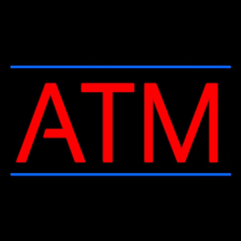 Red Atm Blue Lines Neonreclame