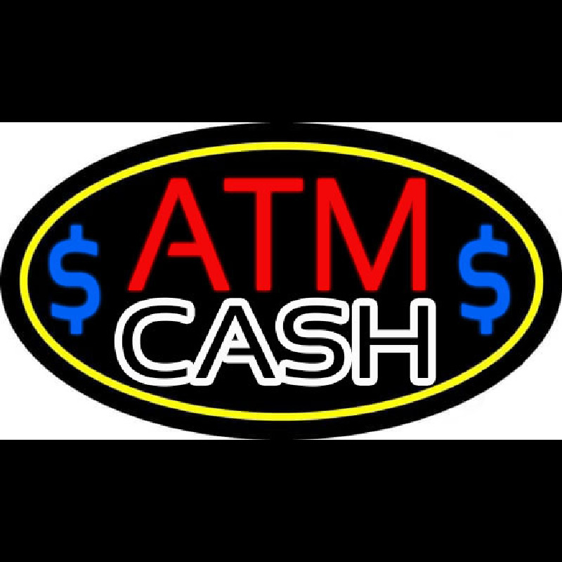 Red Atm With Cash 2 Neonreclame