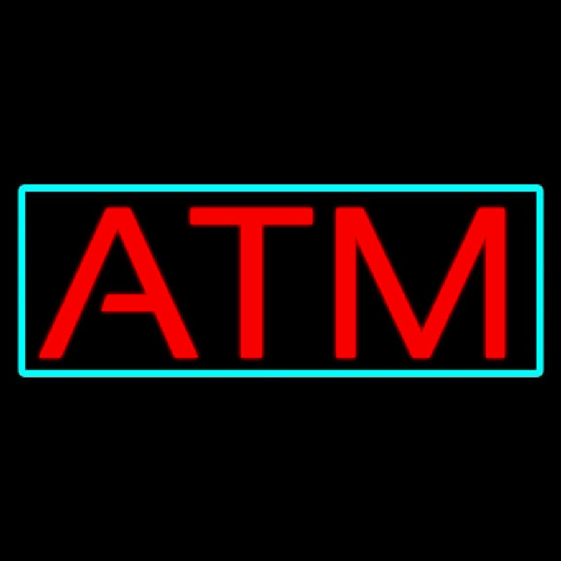 Red Atm With Light Blue Border Neonreclame