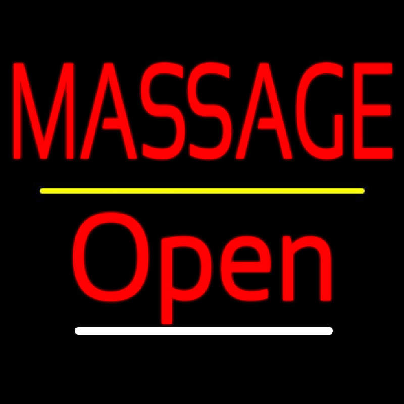 Red Block Massage Open Yellow Line Neonreclame