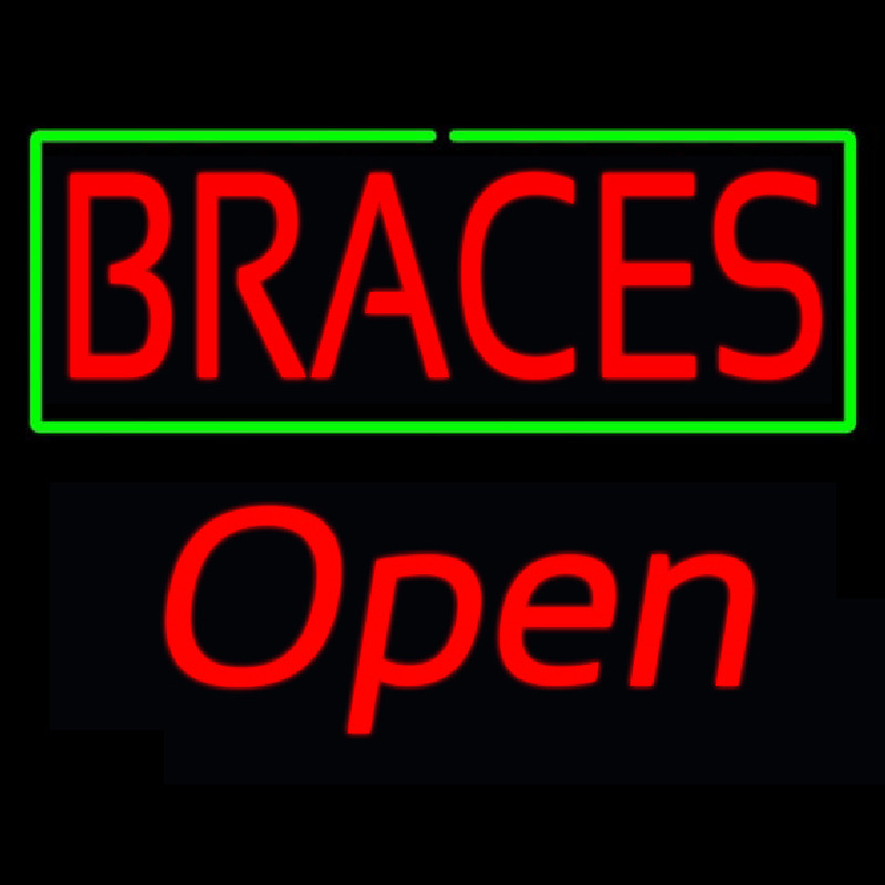 Red Braces Green Border Open Neonreclame