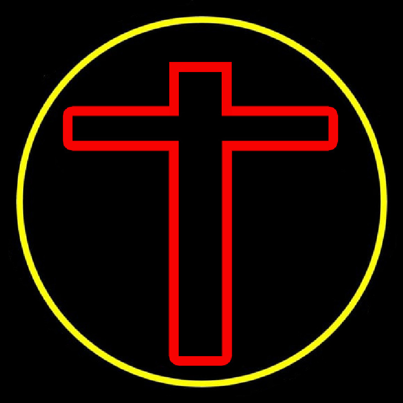 Red Christian Cross Neonreclame