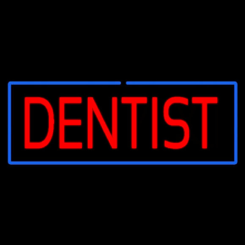 Red Dentist Blue Border Neonreclame