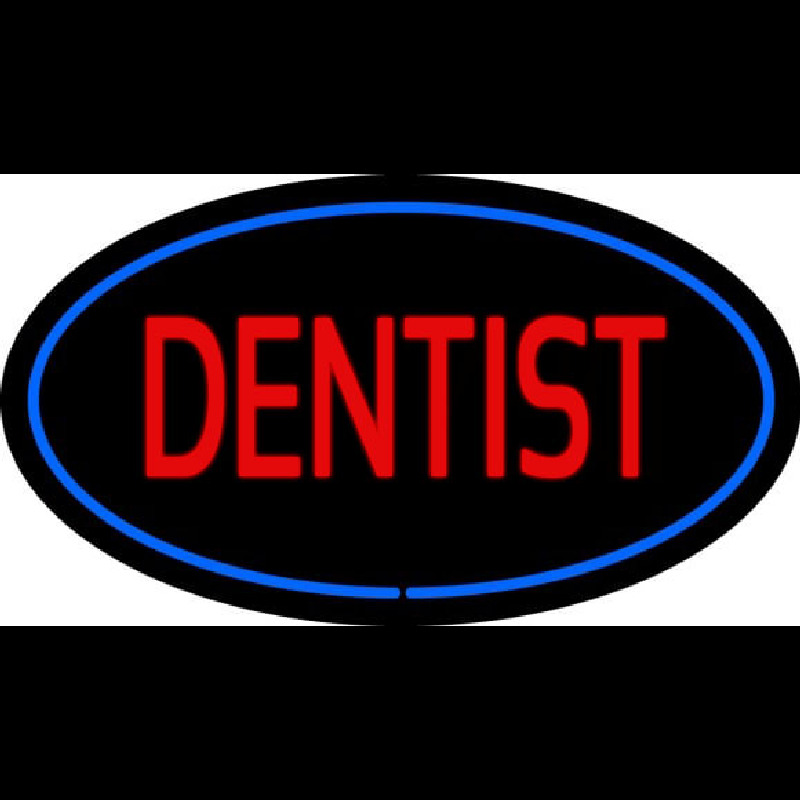 Red Dentist Oval Blue Border Neonreclame