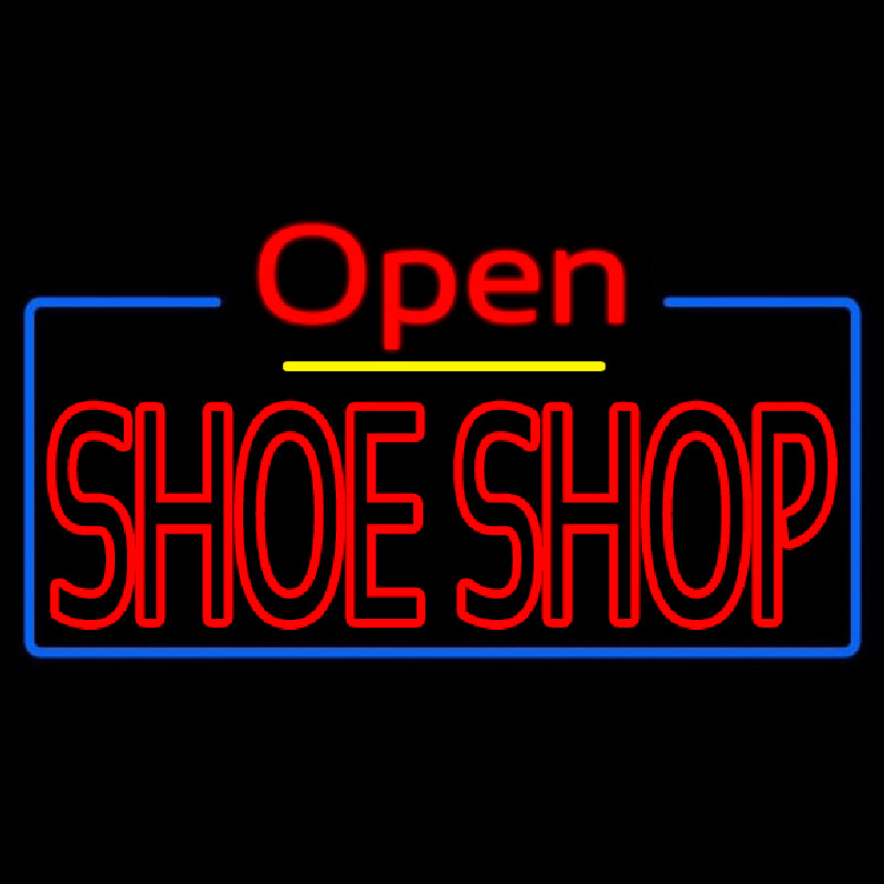 Red Double Stroke Shoe Shop Open Neonreclame