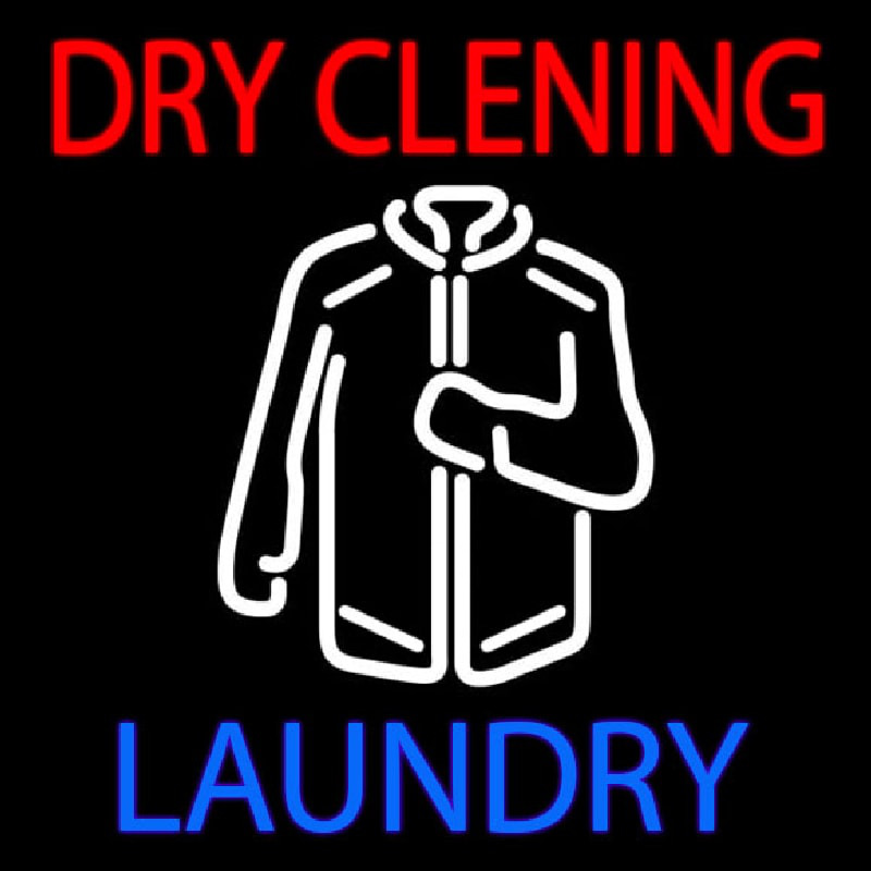 Red Dry Cleaning With Shirt Logo Neonreclame