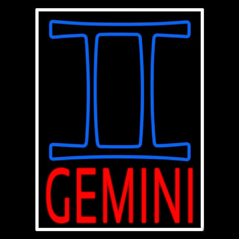 Red Gemini White Border Neonreclame