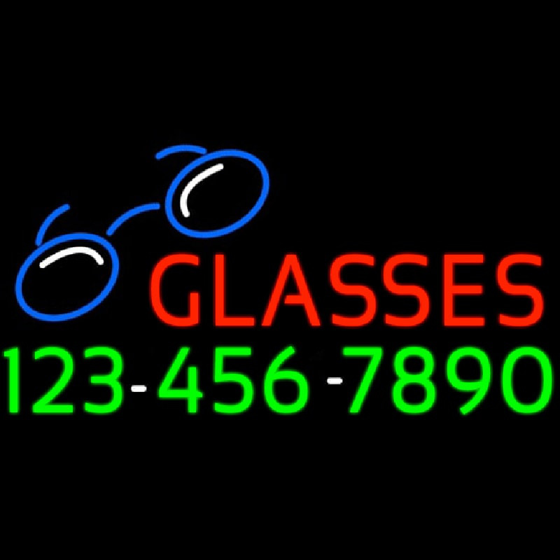 Red Glasses With Phone Number Neonreclame