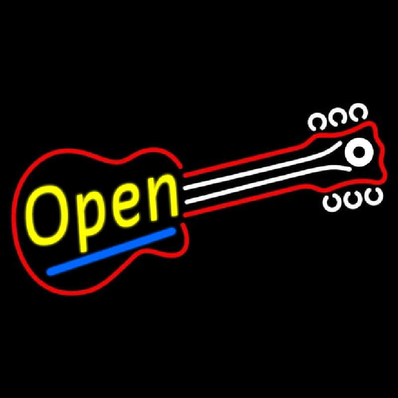 Red Guitar Yellow Open Neonreclame