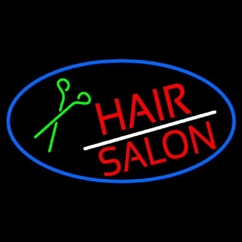 Red Hair Salon With Scissor Neonreclame