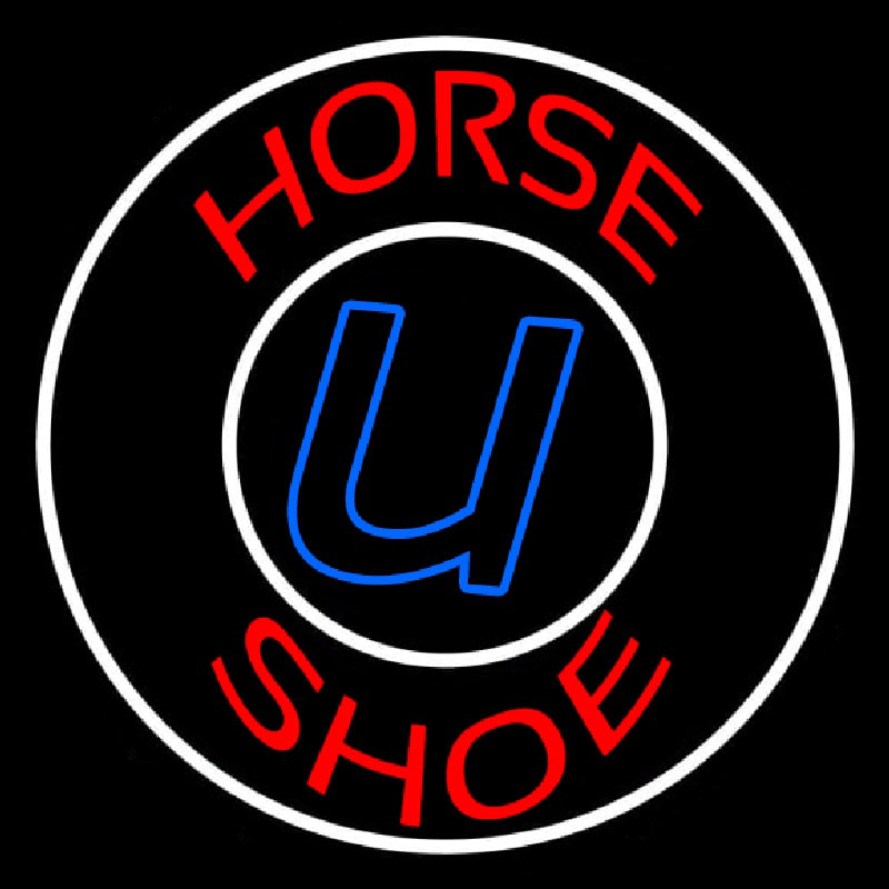 Red Horse Shoe With Border Neonreclame