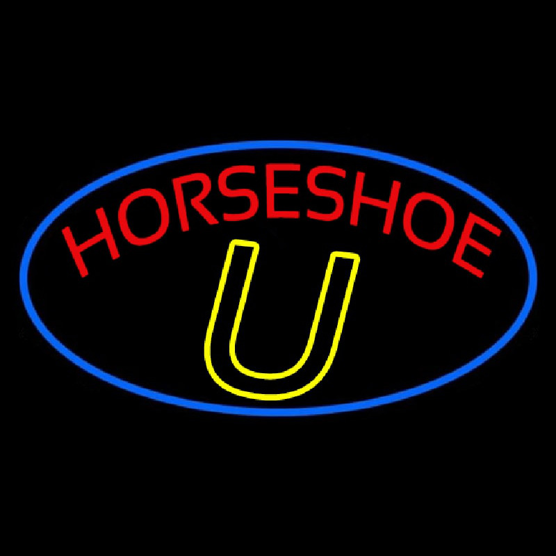 Red Horseshoe Blue Border Neonreclame