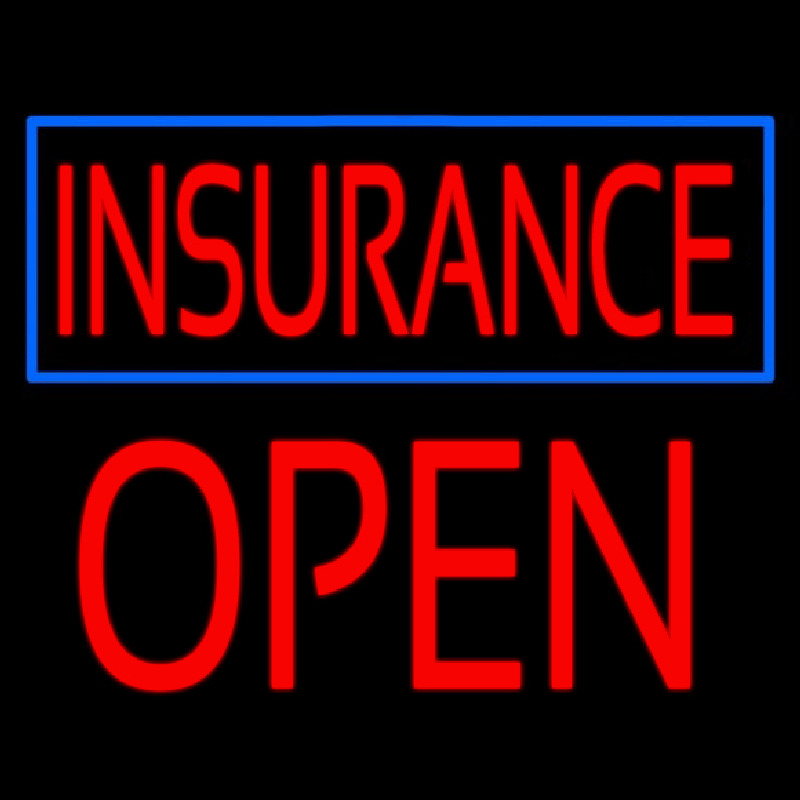 Red Insurance Blue Border Open Block Neonreclame