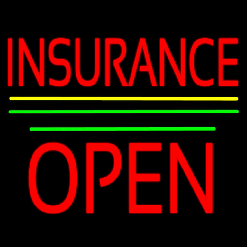 Red Insurance Open Block Yellow Green Line Neonreclame