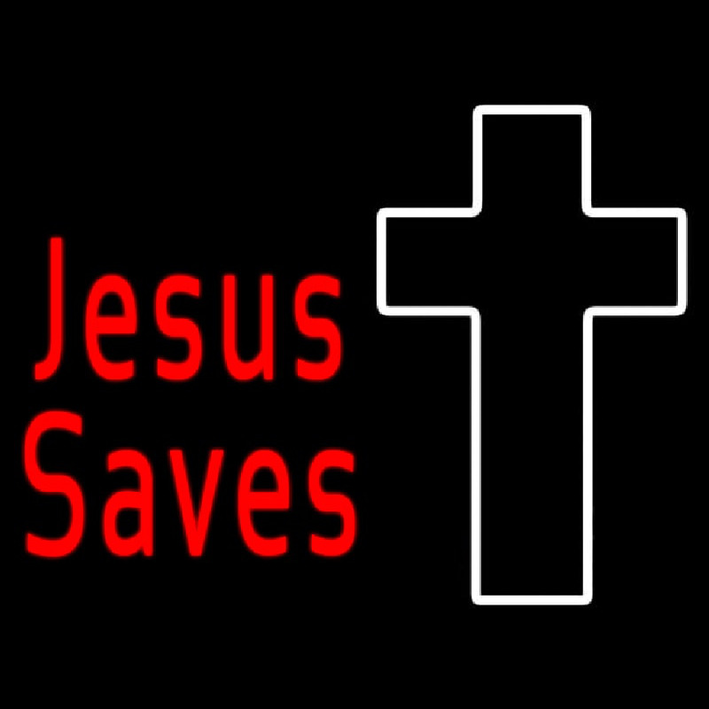 Red Jesus Saves With Cross Neonreclame