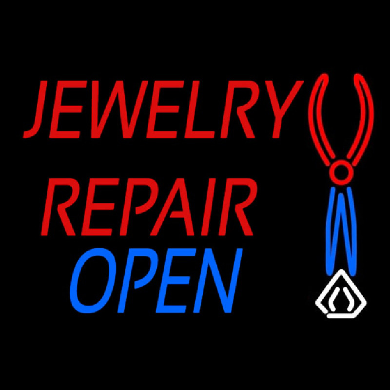 Red Jewelry Repair Blue Open Block Neonreclame