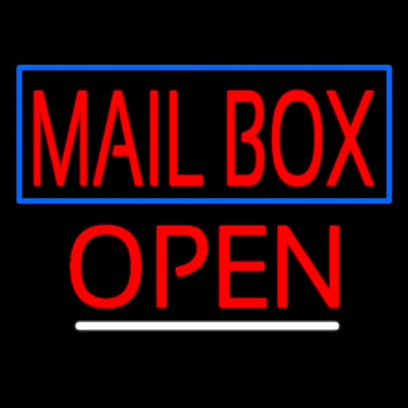 Red Mailbo  Blue Border Open Neonreclame