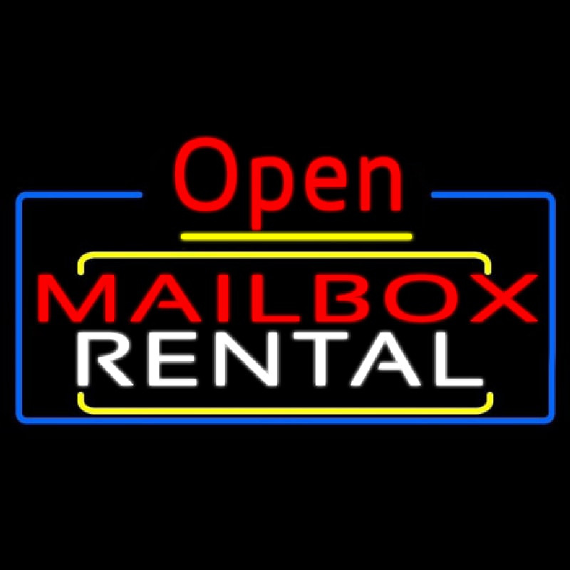 Red Mailbo  Blue Rental Open 4 Neonreclame