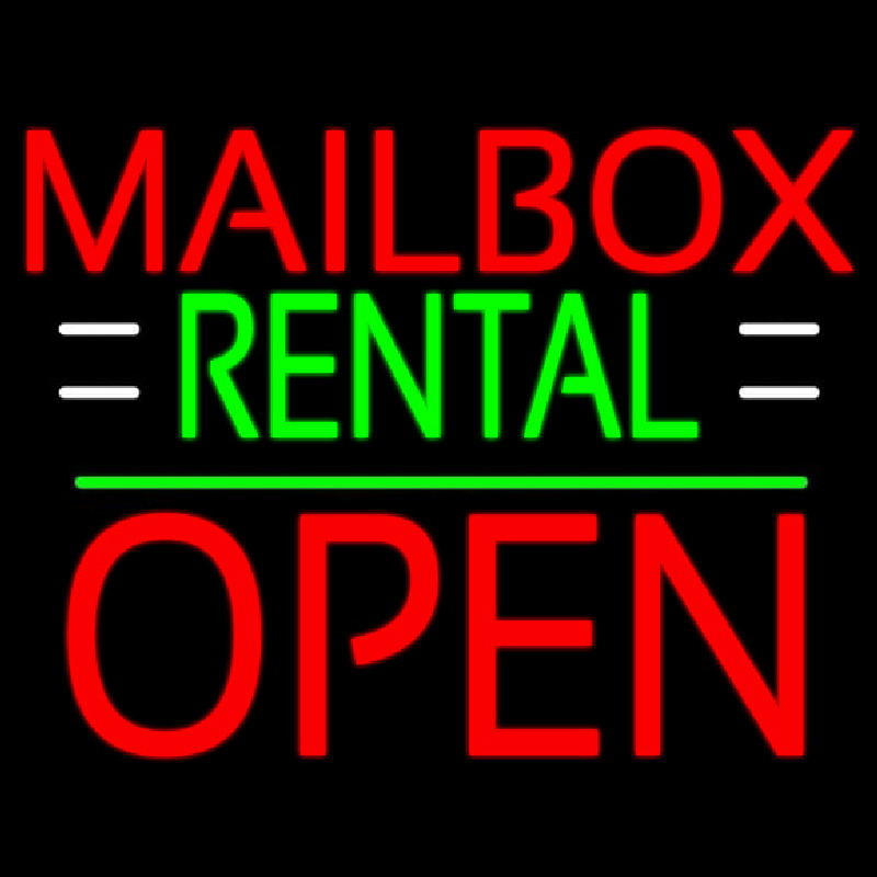 Red Mailbo  Rental With White Line Open 1 Neonreclame