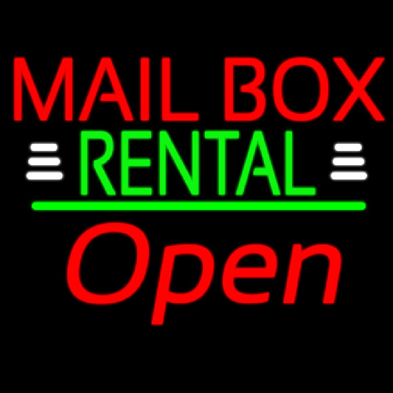 Red Mailbo  Rental With White Line Open 2 Neonreclame